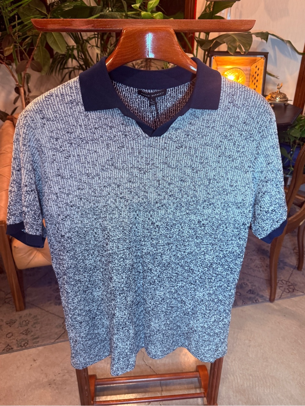 Robert Barakett Navy and Heather Gray Short-Sleeve Polo